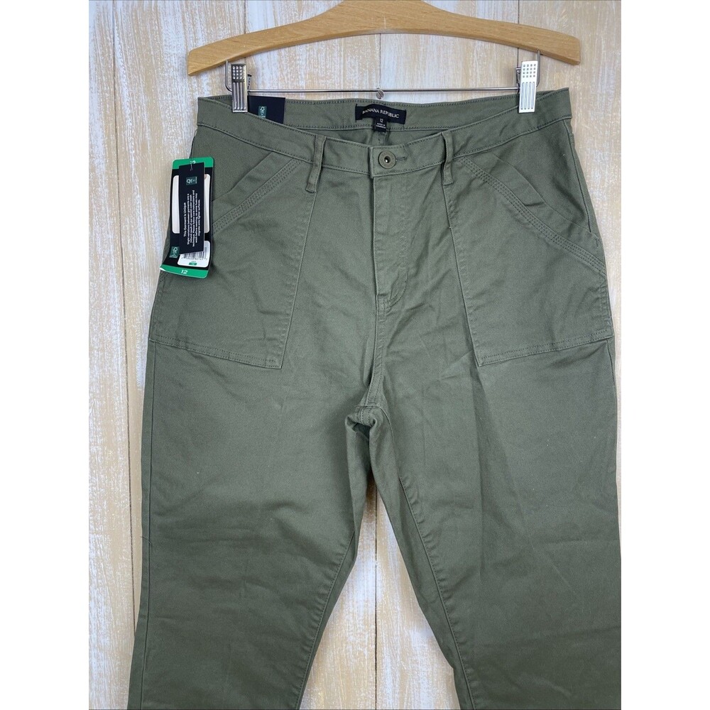 NWT Banana Republic Women's High Rise Twill Pants Green Size 12 - Picture 2 of 11